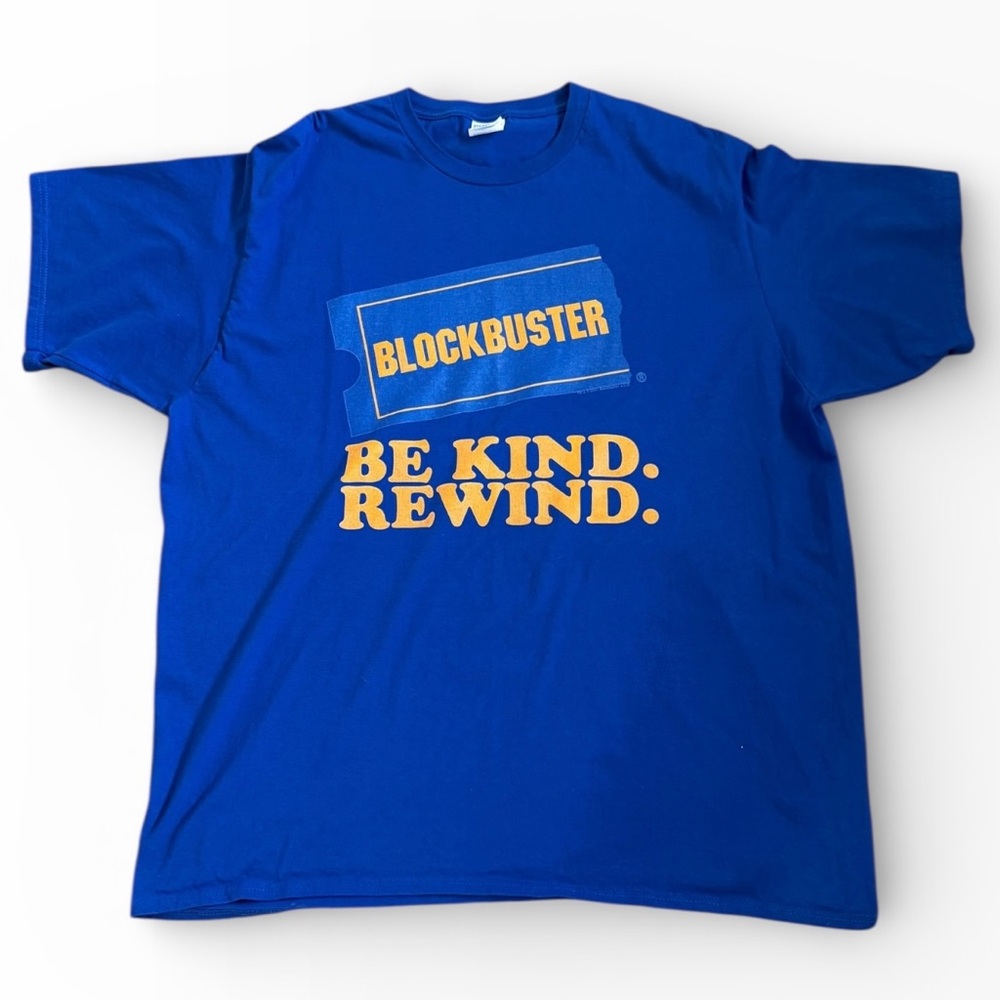 3/$18 Unisex Blockbuster Graphic Throwback Blue T-Shirt . Size 2XL or XXL